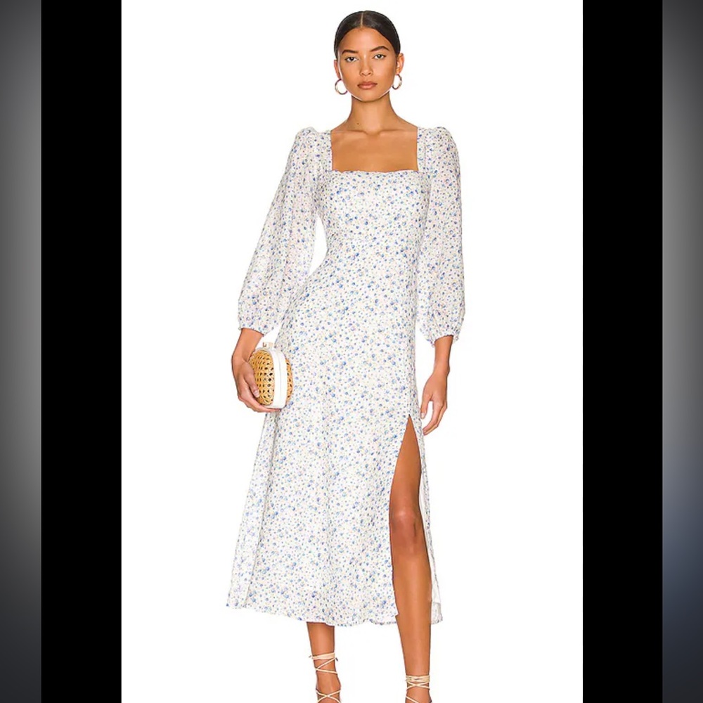 ASTR AUDETTE DRESS xs blue white ditsy